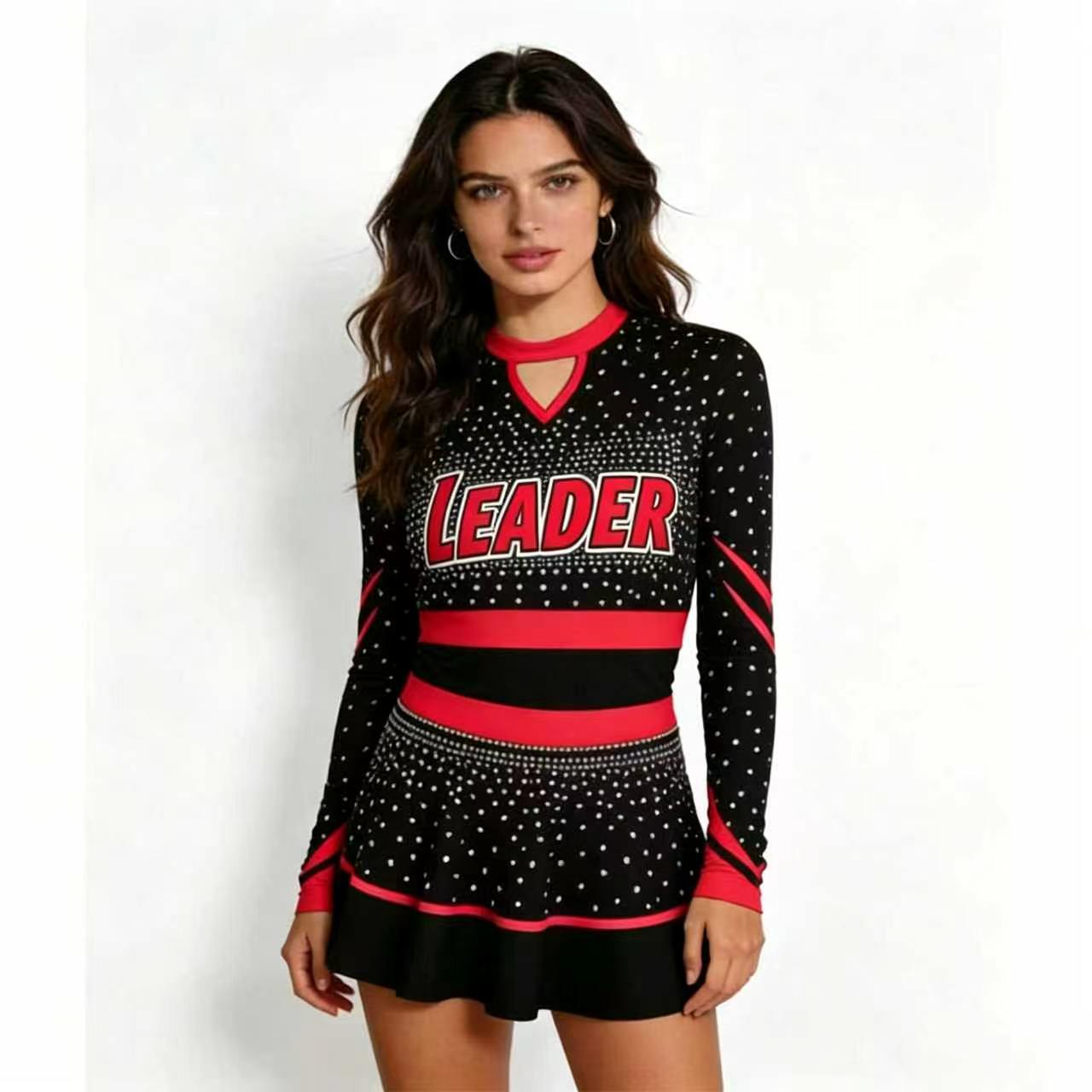 Women'S Red Formal Wear - Sparkly Strass Cheerleading Kostuum Dames Lange