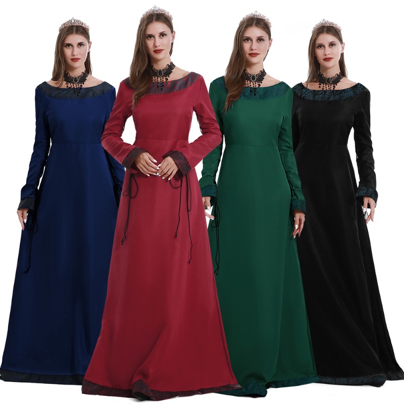 Lace Dress - Dames Middeleeuwse Lange Jurk V-hals Lange