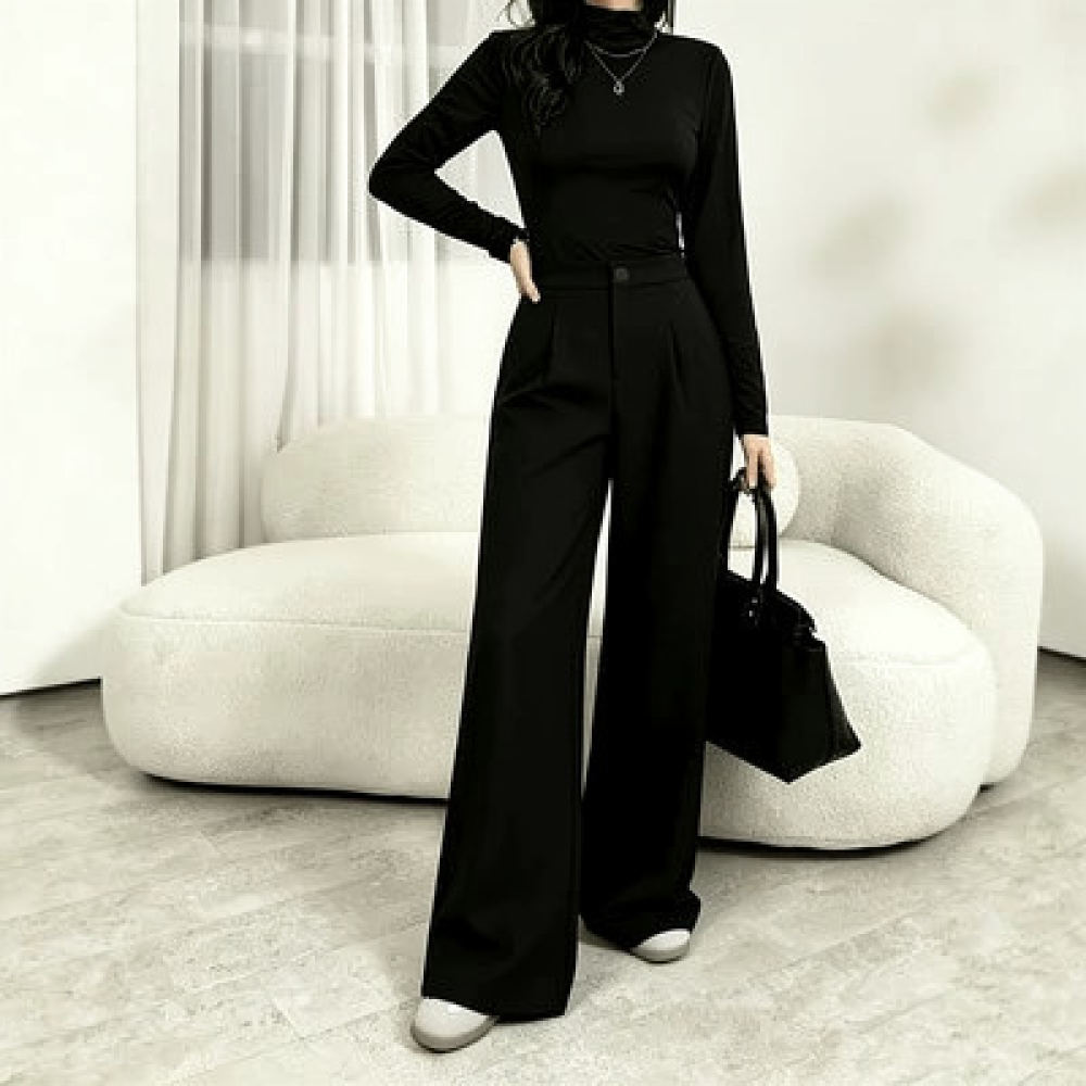 Tailored Trouser Wide - Damesbroek met wijde pijpen, hoge taille,