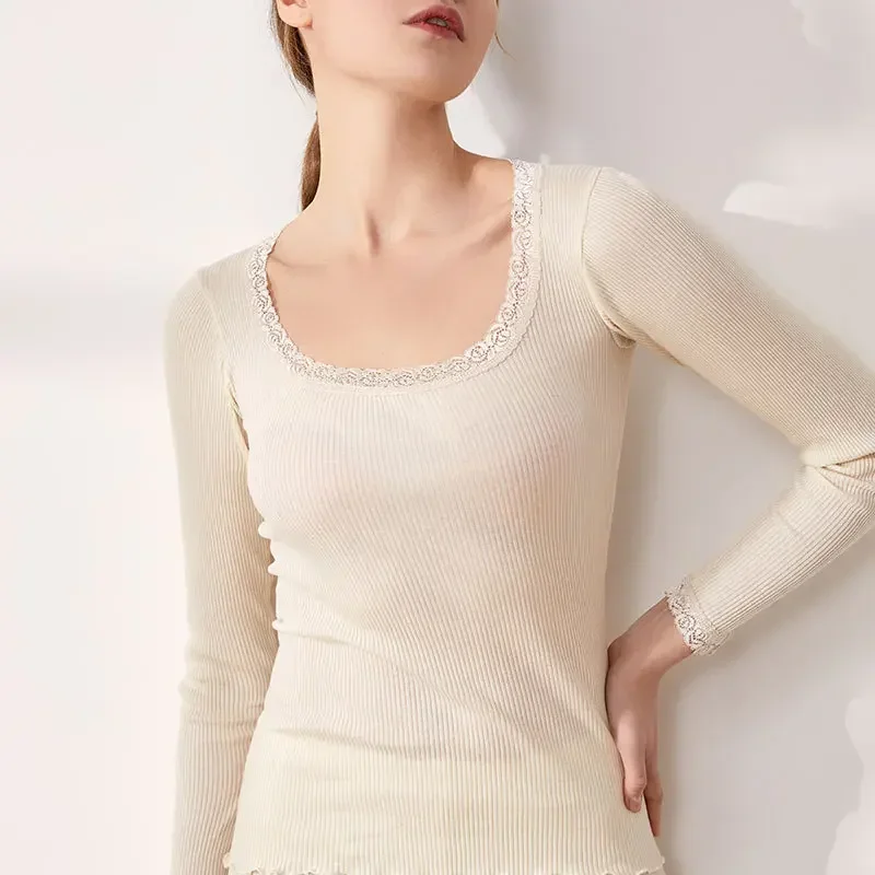 Silk Blouse - Herfst en winter moerbeizijde warm damesondergoed