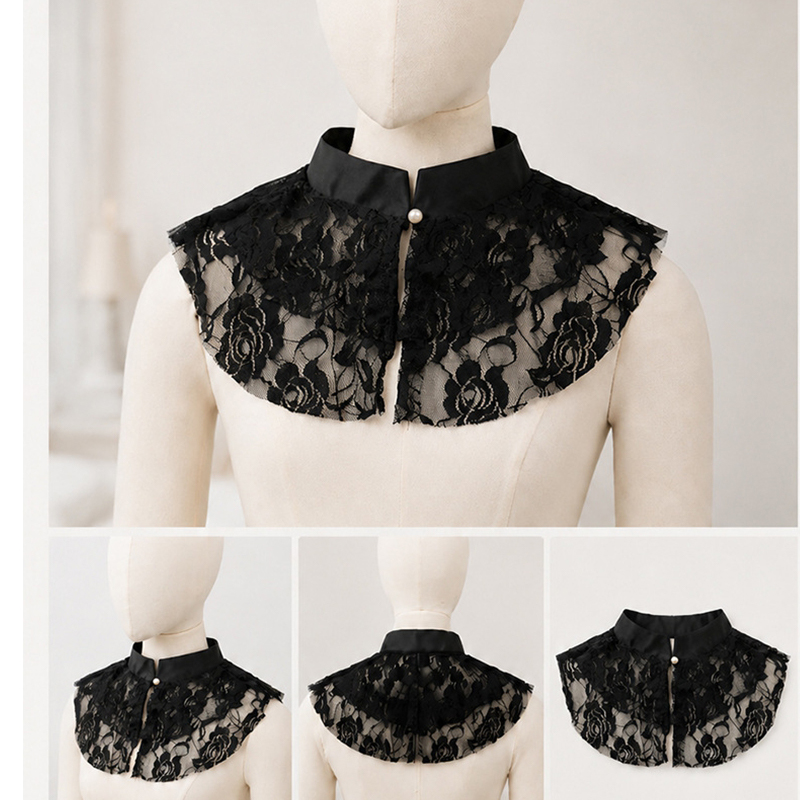 Lace Dress - Elegante kanten bloemenkraag, afneembare blousekraag voor