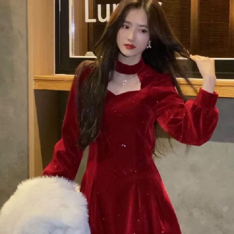 Fijne Sprankelende Fluwelen Ju - Women'S Red Formal Wear recensie en prijs