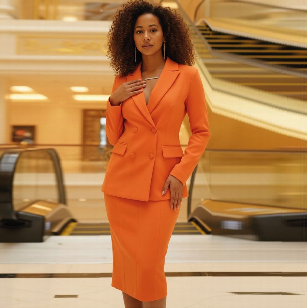 Oranje formele nieuwe blazer e - Formal Skirt recensie en prijs