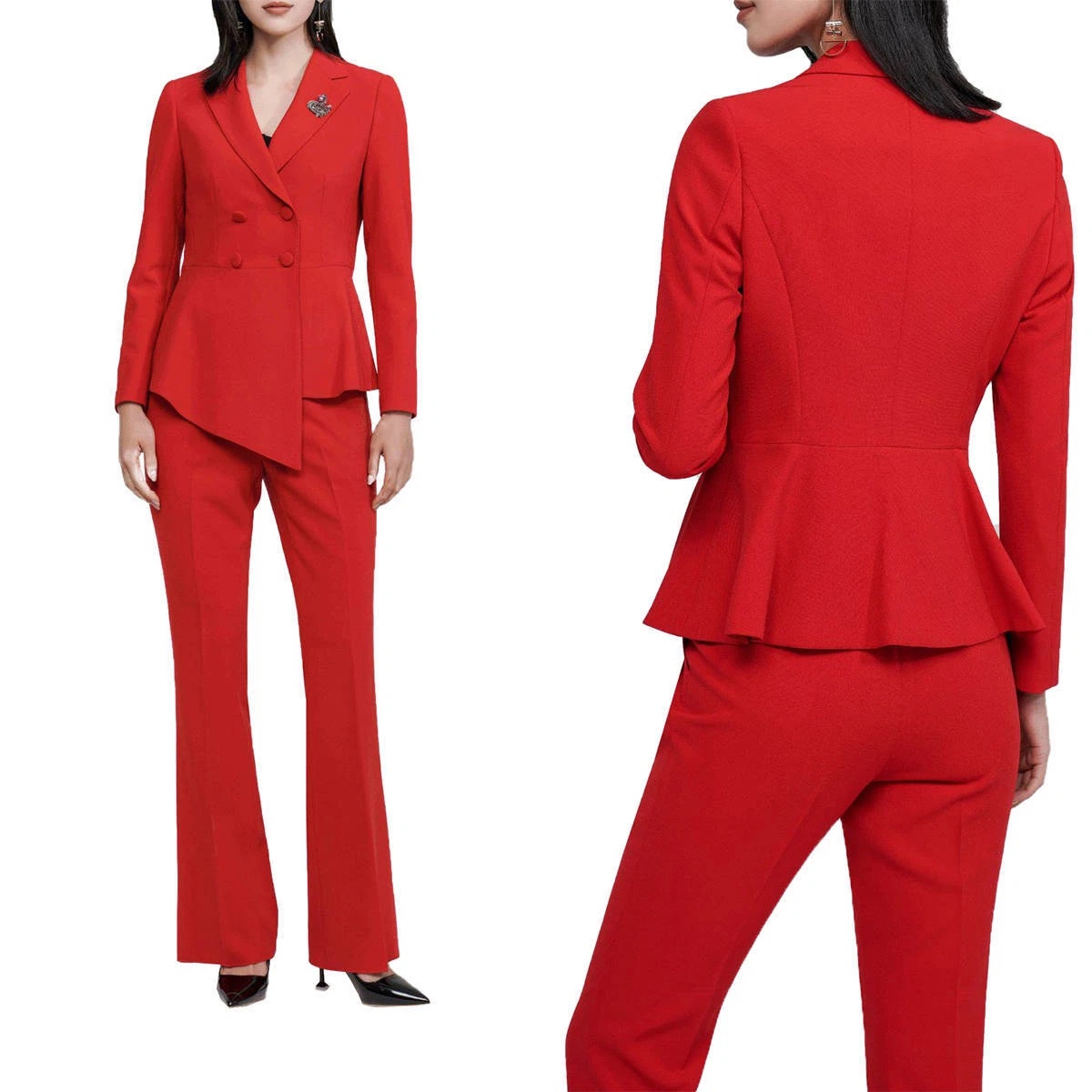 Rode damespak met 2 delen, dub - Womens Blazer recensie en prijs